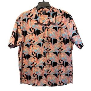 Neff Men's Short Sleeve Hawaiian Style Shirt Flamingo Hawaii